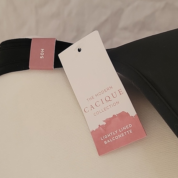 Cacique Size 50H Black Smooth Lightly Lined Balconette Underwire T-shirt Bra NEW - Picture 2 of 8